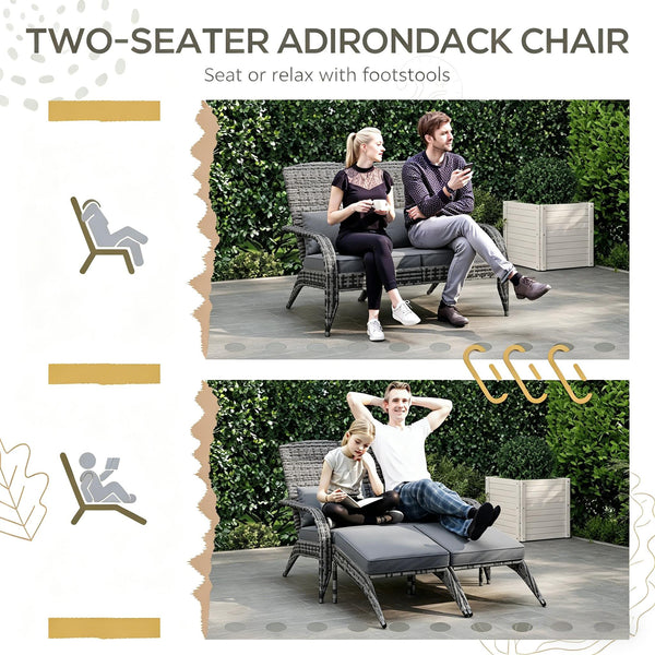 English Elm Outdoor Pe Rattan High Back Lounge Chair with Footstools for Patio Fire Pit Gatherings Gray T3971S00256
