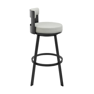 English Elm Flynn Swivel Barstool Faux Leather Cushion Matte Black Frame for Kitchen Island B2736P464829