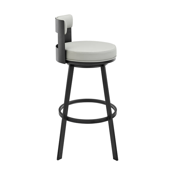 English Elm Flynn Swivel Barstool Faux Leather Cushion Matte Black Frame for Kitchen Island B2736P464829
