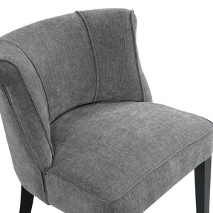 English Elm Foam Curved Back Accent Chair with Piped Upholstery and Padded Seat on Espresso Wood Legs, Stylish Comfort Charcoal 25.5 L x 25.5 W x 19.5 H B011P305068
