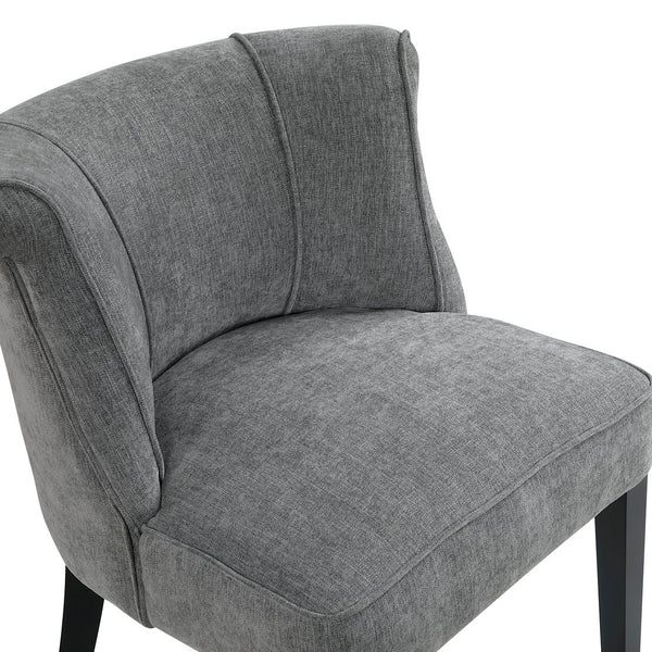 English Elm Foam Curved Back Accent Chair with Piped Upholstery and Padded Seat on Espresso Wood Legs, Stylish Comfort Charcoal 25.5 L x 25.5 W x 19.5 H B011P305068