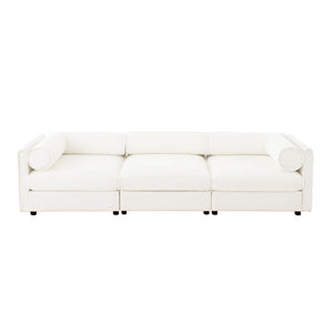 English Elm Elegant White Chenille Sofa With Hidden Storage, Ergonomic Support, & Modular Design For Modern Living W714S01037