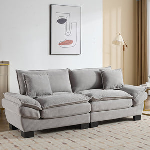 English Elm Corduroy Modern Sofa Sleeper Loveseat with Double-Layer Cushions, Two Pillows, Sturdy Frame 84" LIGHT GREY W676P227345