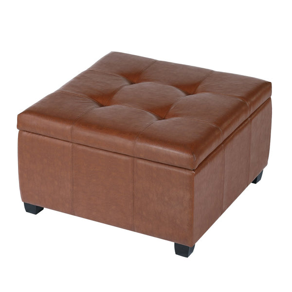 English Elm Richmond Faux Leather Lift Top Storage Ottoman with Mid Century Rosewood Legs N767P360604C