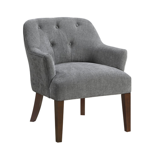 English Elm Modern Tufted Back Accent Chair with Espresso Wood Legs, Foam Seat Comfort, Stylish Living Room Seating Charcoal 26.5 L x 29 W x 22 H B011P305065