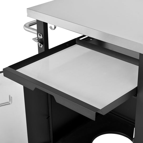 English Elm K&k Outdoor Rolling Grill Cart Stainless Steel Top Bbq Prep Station with Cover N707P379796B