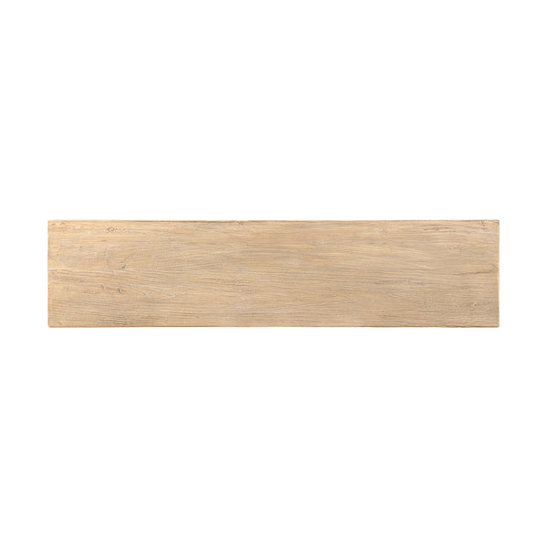 English Elm Calder Reclaimed Elm Plinth Console Table Sculptural Entryway Accent in Warm Brown B2719P474447