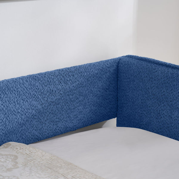 English Elm Daybed Boucle Upholstered Tufted Twin Trundle Sofa for Guest Bedroom Studio Lounge Blue W1413S00173
