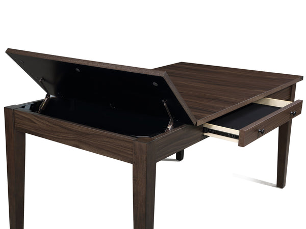 English Elm 1pc Multifunctional Dining Table with Rich Wood Finish, Dual Hidden Compartments & Two Drawers for Stylish Storage B011P373702