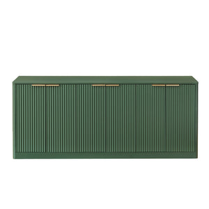 English Elm 67-inch Wavy Sage Green Sideboard with Six Doors Wood Grain Top Living Room Storage W1162P387864