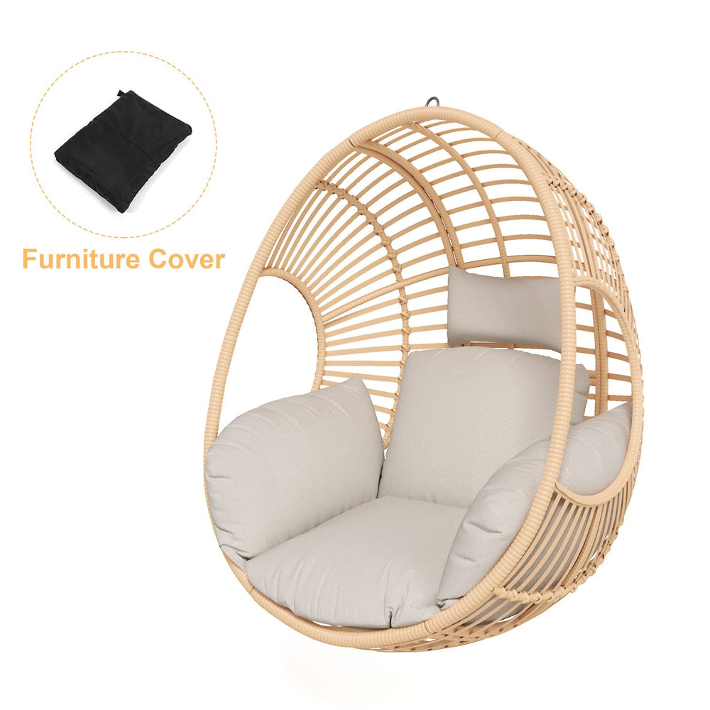English Elm Outdoor Hand Woven Pe Wicker Egg Swing Chair Seat for Patio Garden Lounging W40032679