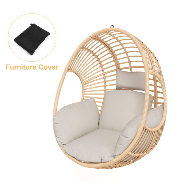 English Elm Outdoor Hand Woven Pe Wicker Egg Swing Chair Seat for Patio Garden Lounging W40032679