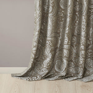 English Elm Jacquard Madison Park Aubrey Window Curtain Pair 50x84 Blue Taupe Platinum Jacquard Paisley Panels B035100442