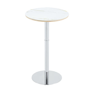 English Elm Rock Slab Round Bar Table with Gold Stainless Steel Base for Modern Home Entertaining W2920P443468