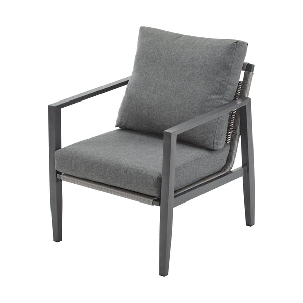 English Elm Christopher Knight Home® - [Set Of 2] Gray Aluminum Lounge Chairs With Plush Cushions And Modern Rope Accents For All Spaces N767P237034G_2