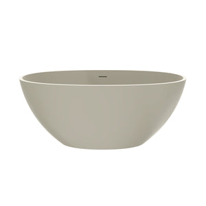 English Elm 55 Inch Solid Surface Freestanding Soaking Tub Matte Beige Spa Style Bathtub W1613P371990
