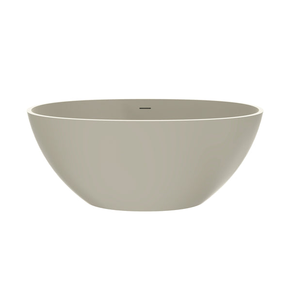 English Elm 55 Inch Solid Surface Freestanding Soaking Tub Matte Beige Spa Style Bathtub W1613P371990
