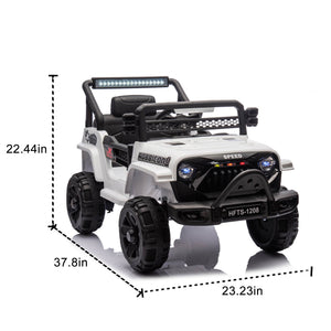 English Elm 12v Kids Electric Ride on Truck with Parental Remote Four Wheel Suspension and Led Lights White W1578P187457