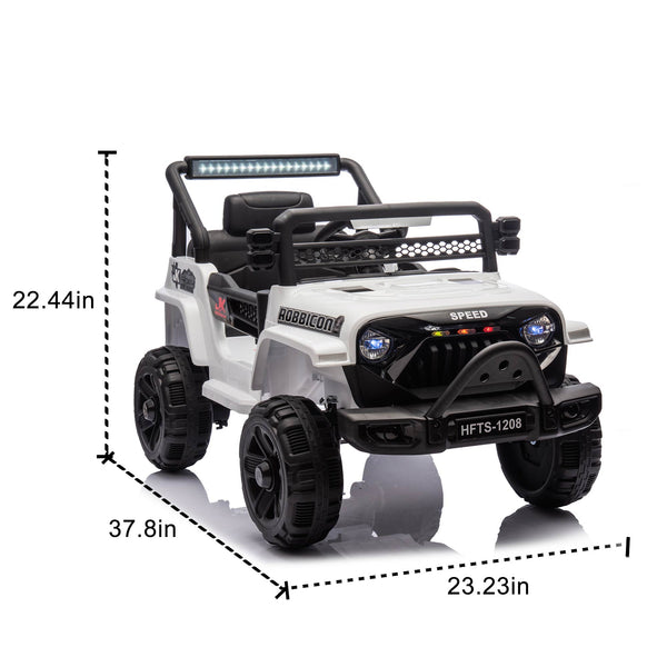 English Elm 12v Kids Electric Ride on Truck with Parental Remote Four Wheel Suspension and Led Lights White W1578P187457