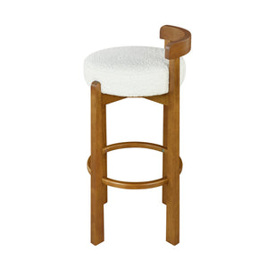 English Elm Christopher Knight Home® - Elise Elegant Wooden Low Back Barstool Set of 2 with Padded Fabric Seats, Compact Durable Design Walnut,White N775P277433W