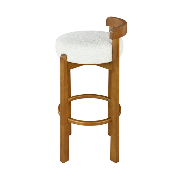 English Elm Christopher Knight Home® - Elise Elegant Wooden Low Back Barstool Set of 2 with Padded Fabric Seats, Compact Durable Design Walnut,White N775P277433W