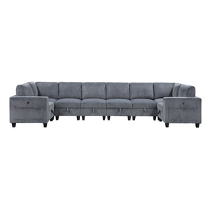 English Elm 8-Piece Modular Sectional Sofa with Hidden Storage, Side Pockets & Charging Ports in Corduroy Fabric Dark Gray 26 L x 29 W x 15.75 H B011S01083