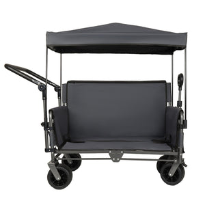 English Elm 3-in-1 Folding Wagon with Canopy Bench Seat 500lb All Terrain Heavy Duty Cart Gray W2932P354212
