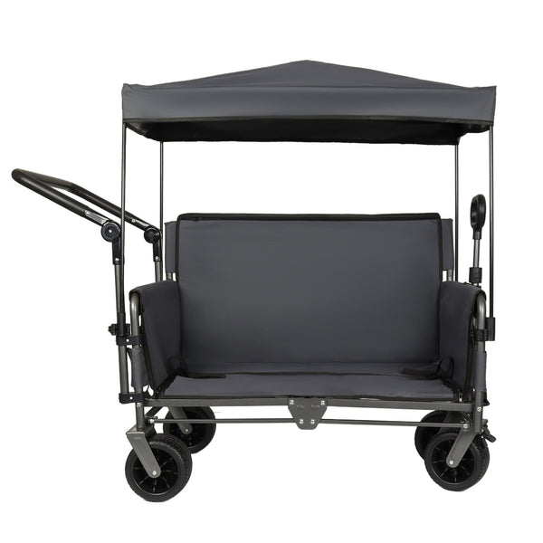 English Elm 3-in-1 Folding Wagon with Canopy Bench Seat 500lb All Terrain Heavy Duty Cart Gray W2932P354212