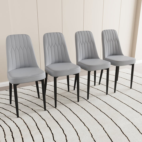 English Elm 47-63" Extendable Round Dining Set with Pu Chairs White Mdf Top Black Metal Legs W3732S00021