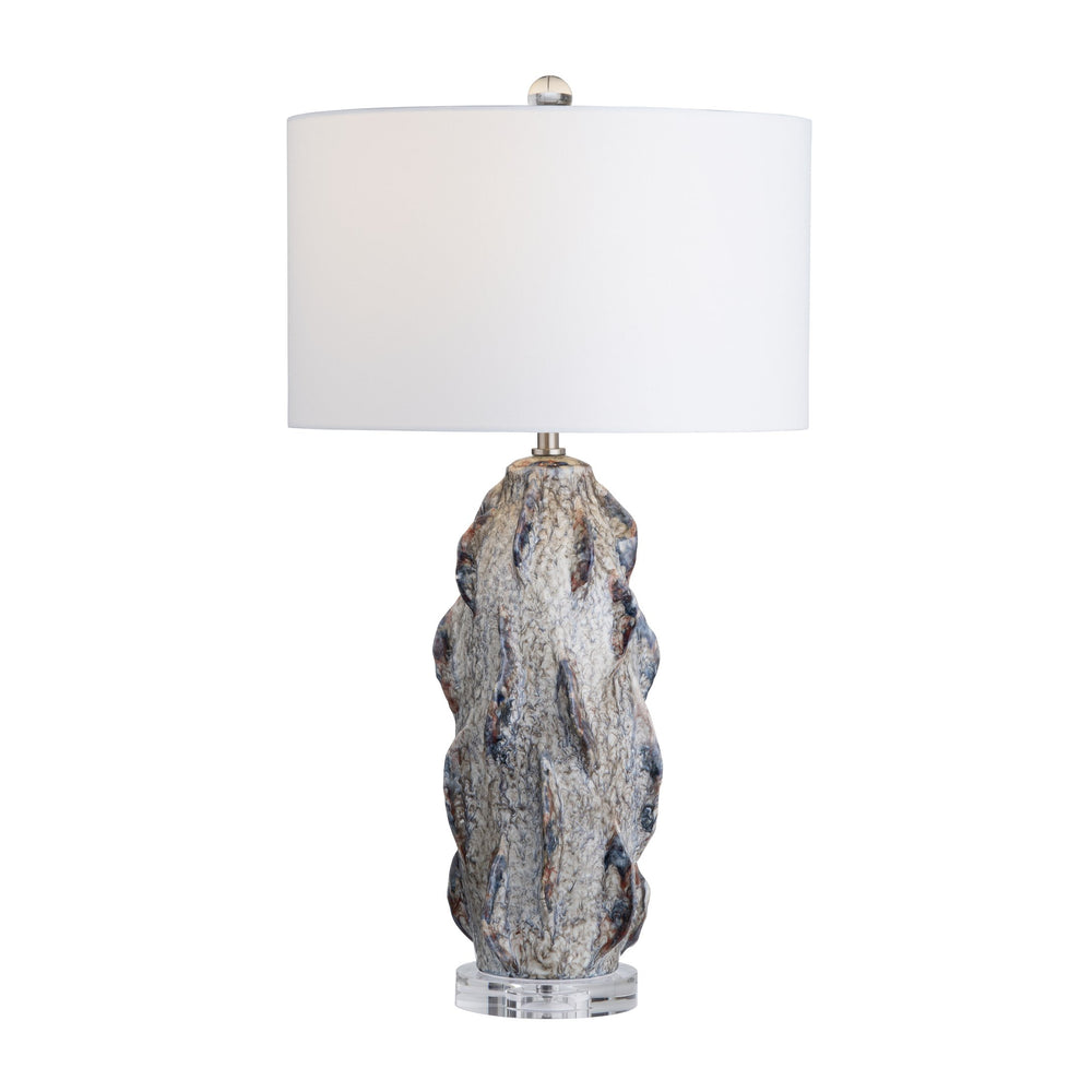 Crestview Collection 32.5"H Ceramic Table Lamp - Sculptural Artisan Design With Marbled Finish, Crystal Base & Shade   Cvap3263