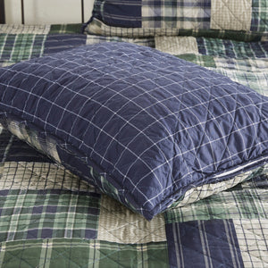 English Elm 3 Madison Park Timber Reversible Quilt Set Full/Queen – Green Navy Patchwork Lodge Style, Soft Cotton-Rich Fill, Machine Washable B03597591