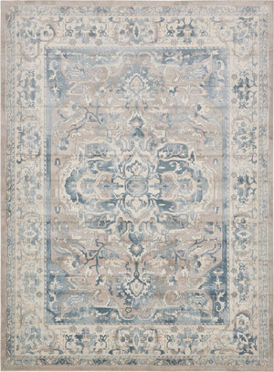 Unique Loom Paris Louisa Machine Made Border Rug Dark Gray, Beige/Blue/Cream/Light Blue/Light Brown 9' 0" x 12' 2"