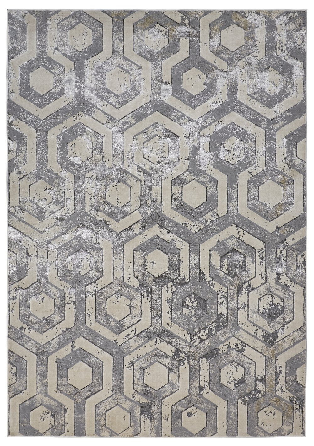 Feizy Rugs Micah Modern Geometric Area Rug - Soft Polyester & Polypropylene, Stain Resistant For High Traffic Spaces Gray,Taupe,Silver Polyester,Polypropylene 6943046fbgegryg22