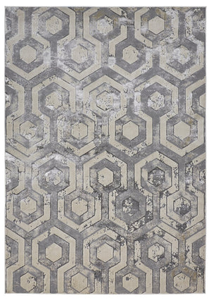 Feizy Rugs Micah Modern Geometric Area Rug - Soft Polyester & Polypropylene, Stain Resistant For High Traffic Spaces Gray,Taupe,Silver Polyester,Polypropylene 6943046fbgegryg22