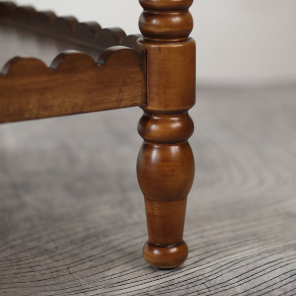 English Elm Rectangle Two Tier Farmhouse Coffee Table Solid Wood Legs Wave Shelf for Living Room W2263P426698