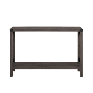 English Elm Walker Edison - Farmhouse Metal-X Entry Table With Lower Shelf - Sable Grey