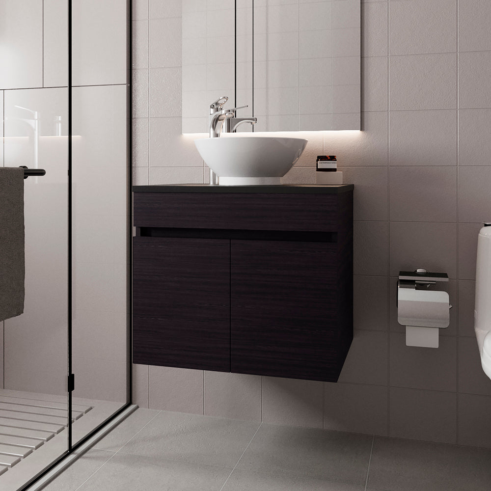 English Elm Colville Floating Wall Mount Vanity Cabinet Matte Finish Modern Bathroom Storage Black B092P439916