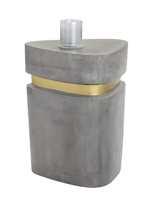 Sunpan Arturo Triangular Concrete End Table with Matte Gold Stripe - Bold, Stylish & Versatile Accent Piece