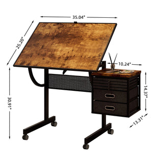 English Elm 1500 Piece Puzzle Table with Tilting Metal Frame Four Felt Trays and Rolling Caster Base W347P464234