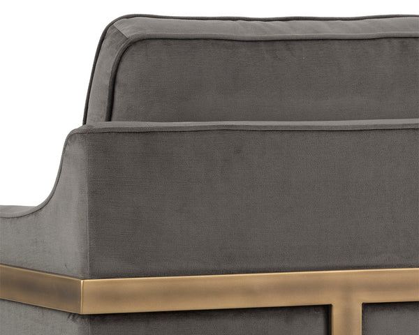 Sunpan Kalmin Lounge Chair - Stylish Deep Seating with Cushioned Back and Rustic Bronze Frame for Comfort Piccolo Pebble