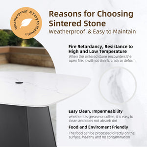 English Elm Modern Outdoor Sintered Stone Pedestal Dining Table Seats 4 Marble Veined Top W1886P309725