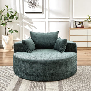 English Elm 55''L Chenille sponge single sofa sleeper chair — no assembly, ultra-soft chenille, plush backrest pillow comfort for living room relaxation Green W834P221025