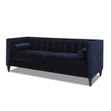 Modern Tuxedo Tufted Sofa in Navy Blue Velvet, 84