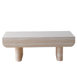 English Elm Coffee Table Mid Century Modern Oval with Faux Marble Top, Fluted Hidden Drawer, Small Space Friendly W3040P382310