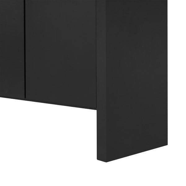 English Elm U_Style 60" Modern Minimalist Sideboard - Solid Wood Veneer Storage Console With Open Shelf Design N711P289132B-GIGA