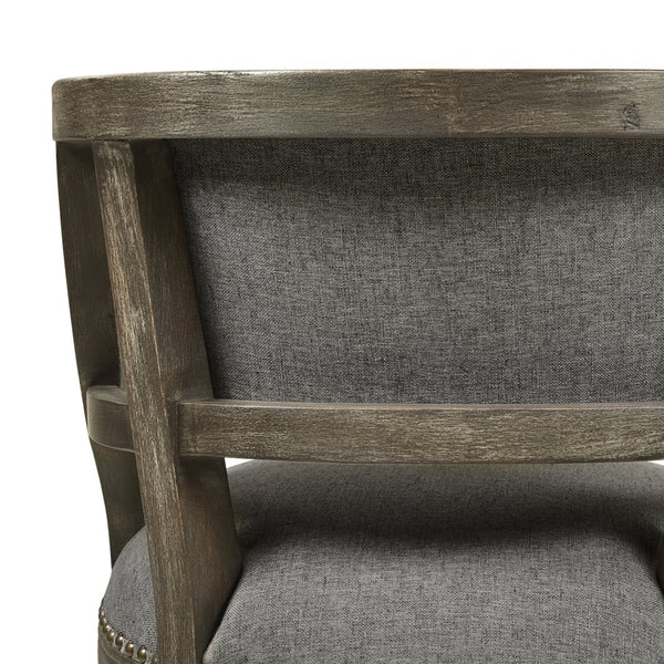 English Elm Jennifer Taylor Home - Paris 26.5" Farmhouse Counter Height Bar Stool with Upholstered Linen Seat, Hardwood Frame, Brass Footrest Gray B2719P238378