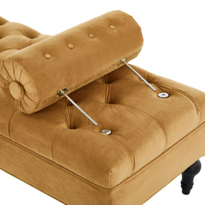 English Elm Modern Tufted Velvet Bench with Gourd Legs and Pillows for Bedroom Entryway Yellow N761P335807L