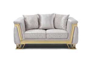 English Elm Rebecca Glam Tufted Loveseat with Gold Trim Shimmering Fabric and Hollywood Elegance B078P468202