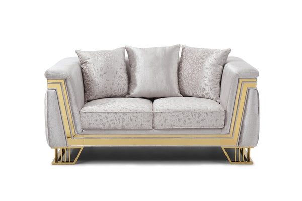 English Elm Rebecca Glam Tufted Loveseat with Gold Trim Shimmering Fabric and Hollywood Elegance B078P468202