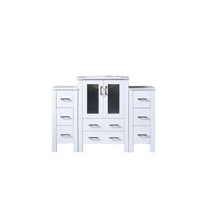 English Elm Volez 48" White Single Bath Vanity with Side Cabinets, Solid Wood, Soft-Close Drawers, Ceramic Top B2731P337014